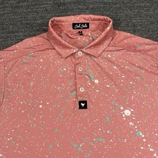 Bad Birdie Golf Polo Shirt Medium Paint Splatter 2 The Sequel Pink AOP Funky