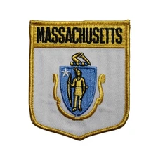 State Of Massachusetts Shield Flag Iron On Patch - Travel Souvenir 62-K