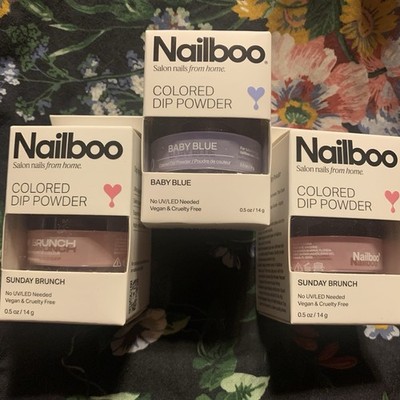 Nailboo Dip Powder Lot OF 1 BABY BLUE & 2 SUNDAY BRUNCH Pink New In Box