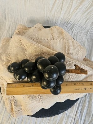 Grappe De Raisin En Albâtre Violet - Sculpture Italienne Vintage à La Main, 23 Cm, Décoration Intérieure