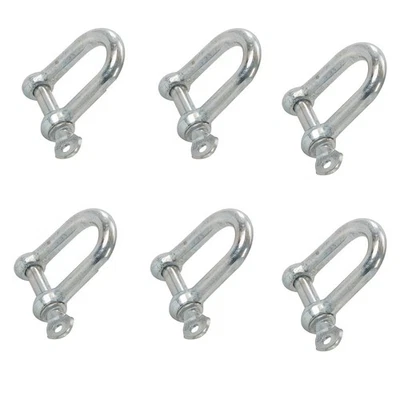 FIXMAN M12 Galvanised Steel Dee Shackles D Link Lifting Towing Bow Rigging Pin Loop 6pc