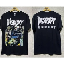 DISRUPT - UNREST DOUBLE SIDED BLACK COTTON T Shirt Full Size S-5XL