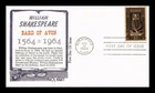 DR JIM STAMPS US COVER WILLIAM SHAKESPEARE FIRST DAY ISSUE KHOL KRAFT CACHET