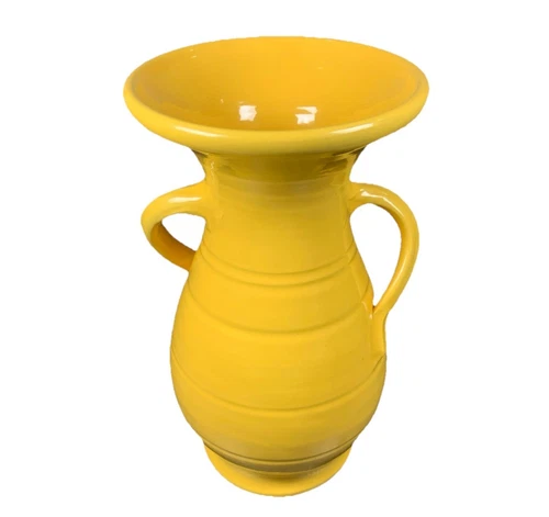 Bauer Matt Carlton 14" Hands On Hips Hand Thrown Twisted Arm Yellow Vase