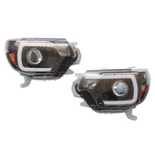 Tacoma Halogen Headlight Assembly 2012-2015 Left Right Black Housing Clear Lens