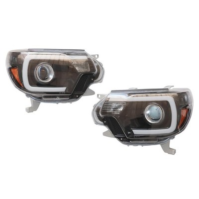 Tacoma Halogen Headlight Assembly 2012-2015 Left Right Black Housing Clear Lens
