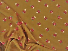 Bullet Printed Liverpool Textured Fabric Stretch Mustard Red Yellow Floral O35