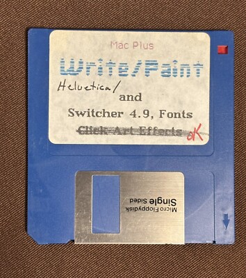 Mac Plus 3.5  Disk  Helvetica & Switcher 4.9, Fonts  Homemade For Apple Computer