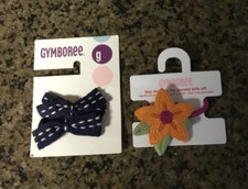 NWT Gymboree VACATION TIME  SAVANNAH SUNSET Navy Bow Barrettes FLORAL HAIR TIE