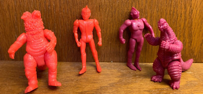 Bandai Ultraman Godzilla Gashapon Posable figures lot of 4  (~2'')