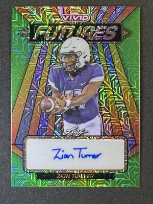 Zion Turner 2024 Leaf Vivid Futures Green Mojo Auto 3/4 UConn Huskies  VF-ZT1