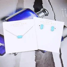 CLEARANCE Kendra Scott Ever Betty Light Blue Magnesite Necklace Earring SLV SET