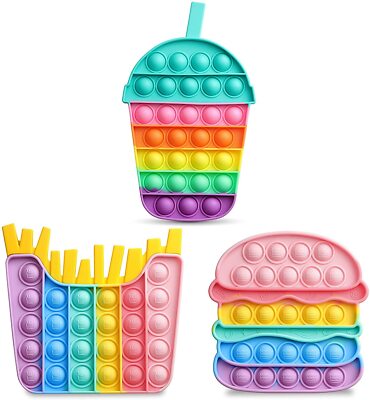 3er Pack Fast Food Fidget Spielzeug 3D Push It Pop Blase drückbar Stressabbau