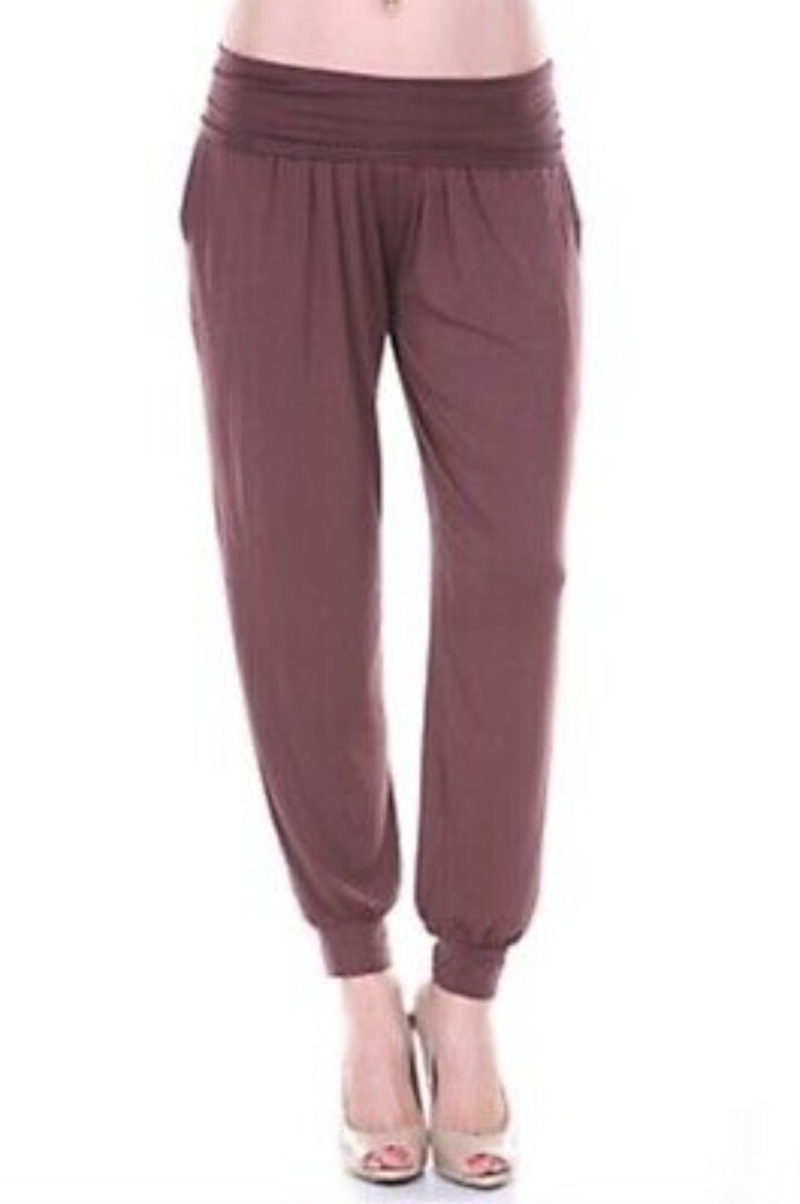 Women's Harem Lounging Pants from White Mark Activewear. Brown Size Small