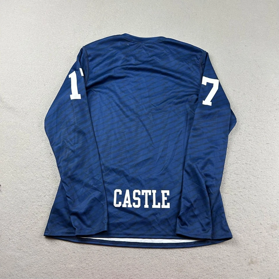 Camiseta Adidas Rhode Island Rams Para Hombre Mediana Azul Cuello en V #17 Camiseta Castle Lacrosse Foto 4 de 4