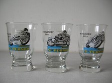 Lot de 3 anciens verres écurie Pernod moto T. Espie  P. Fernandez M. Rougerie