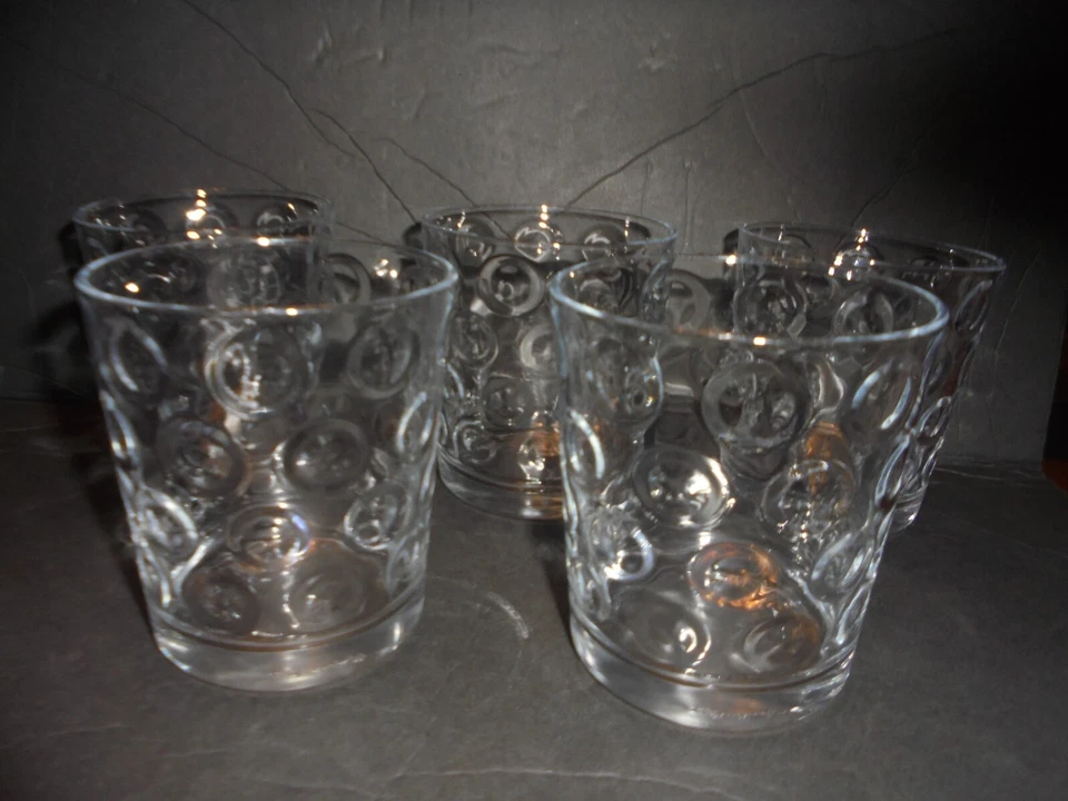 CIRCLE EMBOSSED DOUBLE OLD FASHIONED GLASSES - SET OF 5 - Image 2 of 3