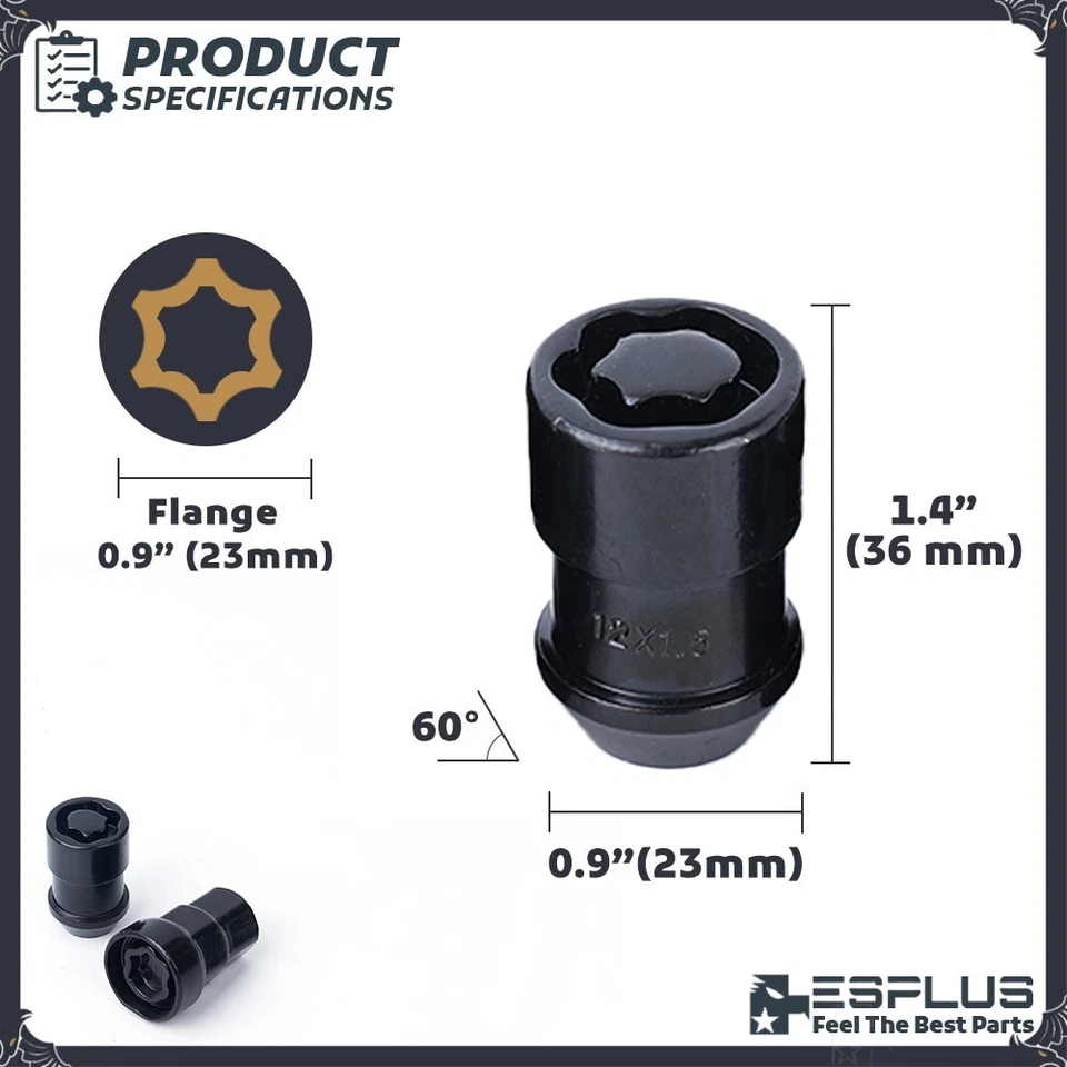 4 черных замка колеса Dodge 1/2-20 1/4 дюйма подходят для более старых моделей Challanger/Ram1500/B150 - Изображение 3 из 4