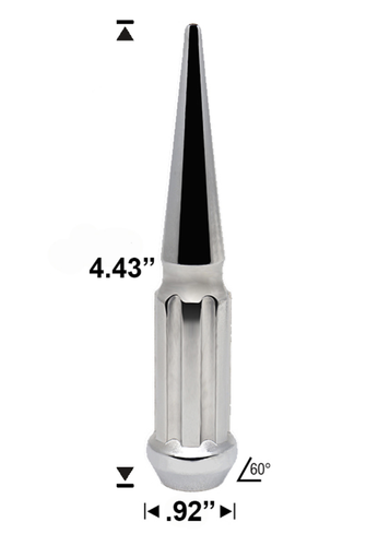 32x PC 1/2x20 CHROME 4.5”SPLINE SPIKE LUG NUTS MUSTANG/JEEP/GMC/CHEVY+SAFETY KEY - Picture 2 of 3