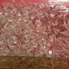 500 7MM Vintage Full Tin Cut Glass Crystal Rosary, Jewelry Beads Antique