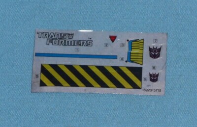 original G1 Transformers MIXMASTER unused STICKER SHEET Devastator