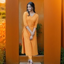 Beautiful Embroidery Work Heavy Cotton Slub Kurti Set