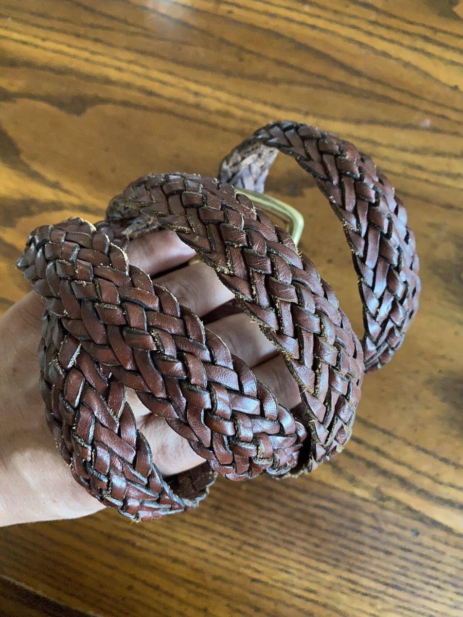 Coach 3863 brown braided leather belt 42 mens woven/TURKEY Coach 3863 brown braided leather belt 42 mens woven/TURKEY