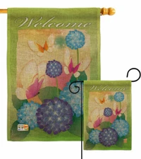 Welcome Butterflies Burlap Garden Flag Friends Decorative Gift Yard House Banner