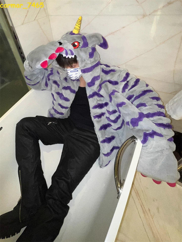 Anime Gabumon Plush Coat Hooded Winter Warm Hoodie Cosplay Costume Cute Gifts - Image 2 of 4