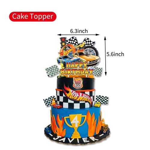 Hot Wheels Racing Happy Birthday Balloons Banner Cake Topper Party Decor Set - Picture 2 of 5