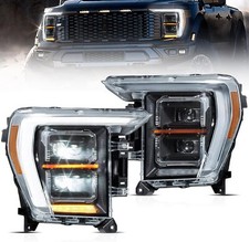 Vland For 2021 2022 2023 Ford F150 Halogen& Headlamps Full Led Headlights Pair