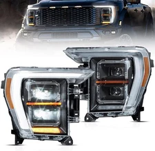 VLAND For 2021 2022 2023 Ford F150 Halogen& Headlamps Full LED Headlights Pair