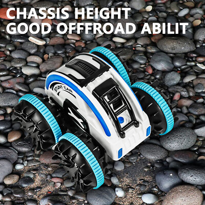 4WD Waterproof RC Car 2.4GHz Amphibious Stunt Car Car w/ 360° Spins & Flips LED