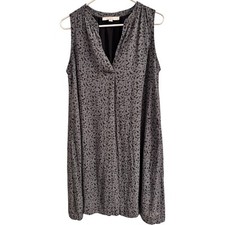Anne Taylor Loft Women's Black White Sleeveless Polyester Lined Flare Dress