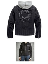 Harley Davidson giubbotto DONNA cotone 3 in 1 cappuccio skull nero 98552-14VW
