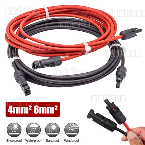 Solarkabel Verlängerungskabel rot schwarz 4mm² 6mm² passt Stecker Solar Kabel