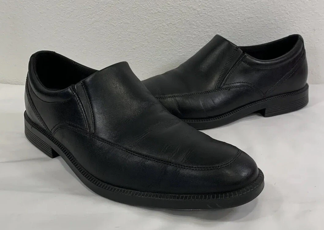 ROCKPORT DP Office II APRONSO Black Slip On Leather LOAFER Shoes