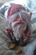 ORIGINAL Nord Suvenir VERDAL NORWAY TROLL GNOME Folk Art Skier Figurine Souvenir