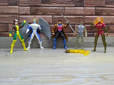 Marvel X-Men Toy Biz 5 Figure Lot 1992-96 Rogue Gambit Iceman Archangel Pheonix