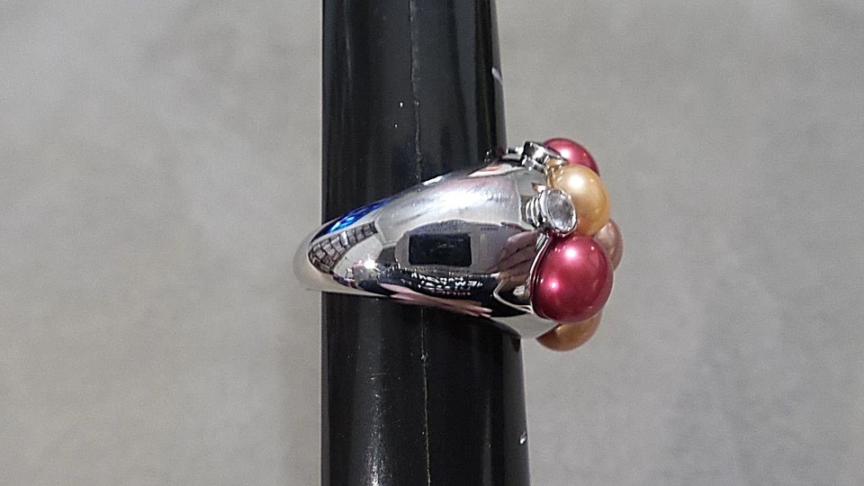 Nuevo sin etiquetas Anillo QVC Honora Melón Botón Perla y Piedras Preciosas Facetadas - Talla 8 - J157162 Foto 2 de 4