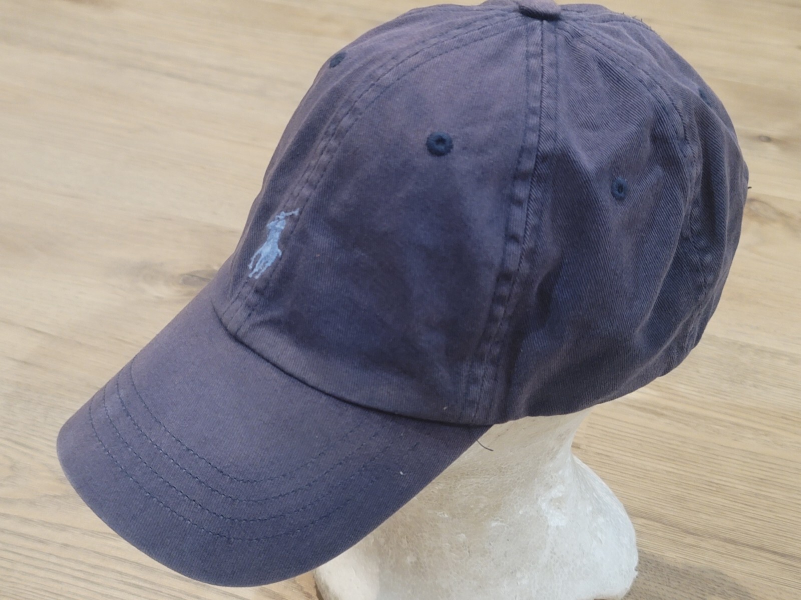 PONY Cappello berretto Polo Ralph Lauren vintage con cinturino in pelle blu navy anni 2000 Y2K LEGGI!!