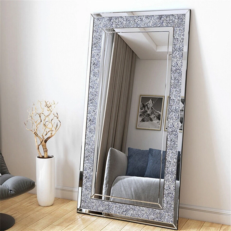ARTLOGE Crystal Crush Diamond Wall Mirror Large Silver Full Length Mirrors Decor - Image 4 of 4