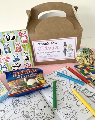 Personalised Childrens Kids Wedding Activity Pack Party Favour Box