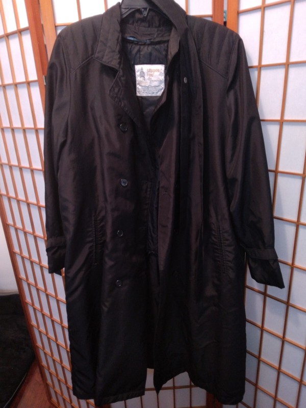 WOMENS LONDON FOG MAINCOATS TRENCH RAIN COAT BLACK SIZE 12R