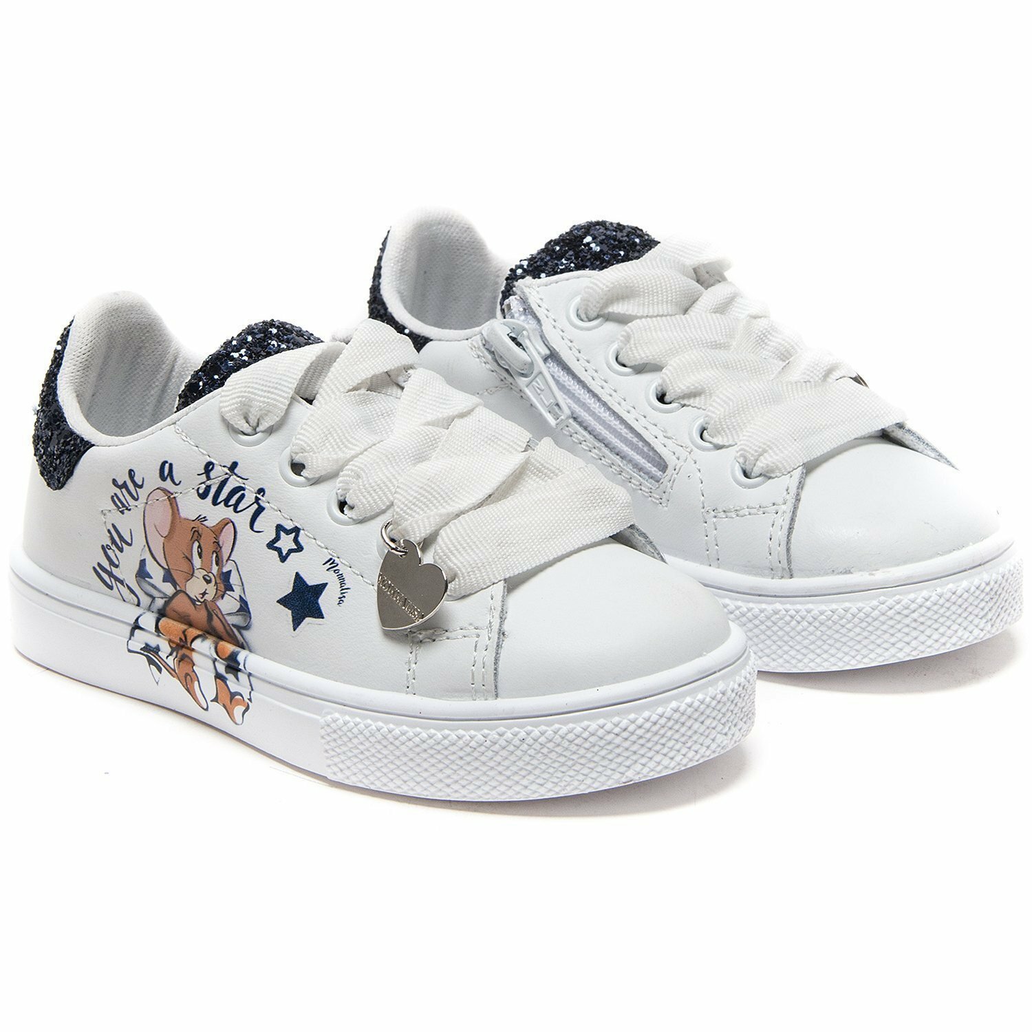 Monnalisa Autunno Inverno 19/20 sneakers bianche pink rock - 8C4024 4703  0099