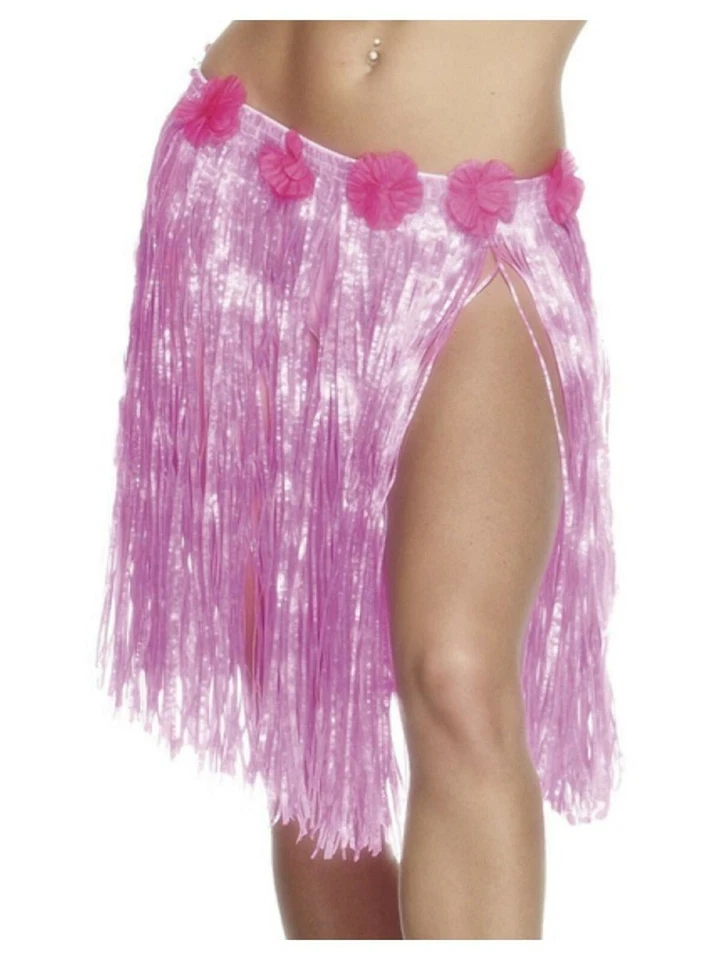 Damen One Size Rosa Hawaiian Hula Strand Party Kleid Kostüm 56cm Rock - Bild 1 von 1