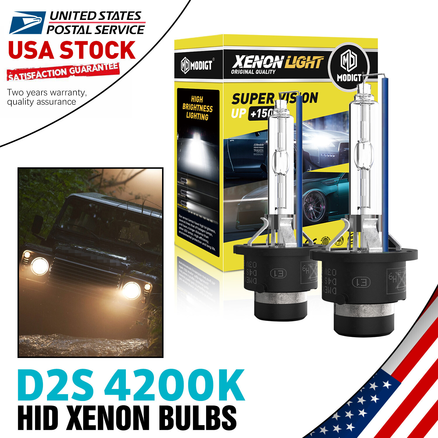 2Pcs Genuine Modigt D2S 4200K HID XENON HEADLIGHT BULBS For BMW Porsche
