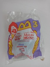 New 1998 McDonalds Happy Meal Toy 3 Disneys Mulan Khan Spinning Top.