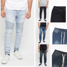 Victorious Men's Acid Wash Moto Biker Denim Joggers Jean Pants S 5XL JG873EY