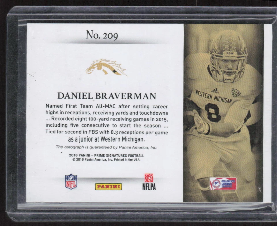 2016 Panini Prime Signatures #209 Daniel Braverman Rookie Auto /49 - Image 2 of 2
